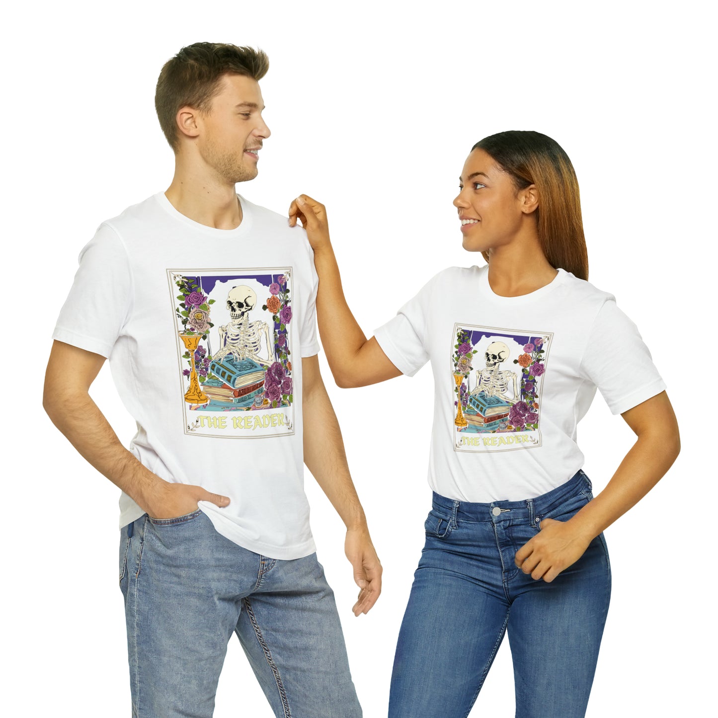 Skeleton Tarot Card T-shirt - 'The Reader' - Mystical and Unique Tee -Tarot Gift Tshirt, Unisex Jersey Short Sleeve Tee