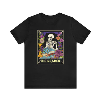 Skeleton Tarot Card T-shirt - 'The Reader' - Mystical and Unique Tee -Tarot Gift Tshirt, Unisex Jersey Short Sleeve Tee