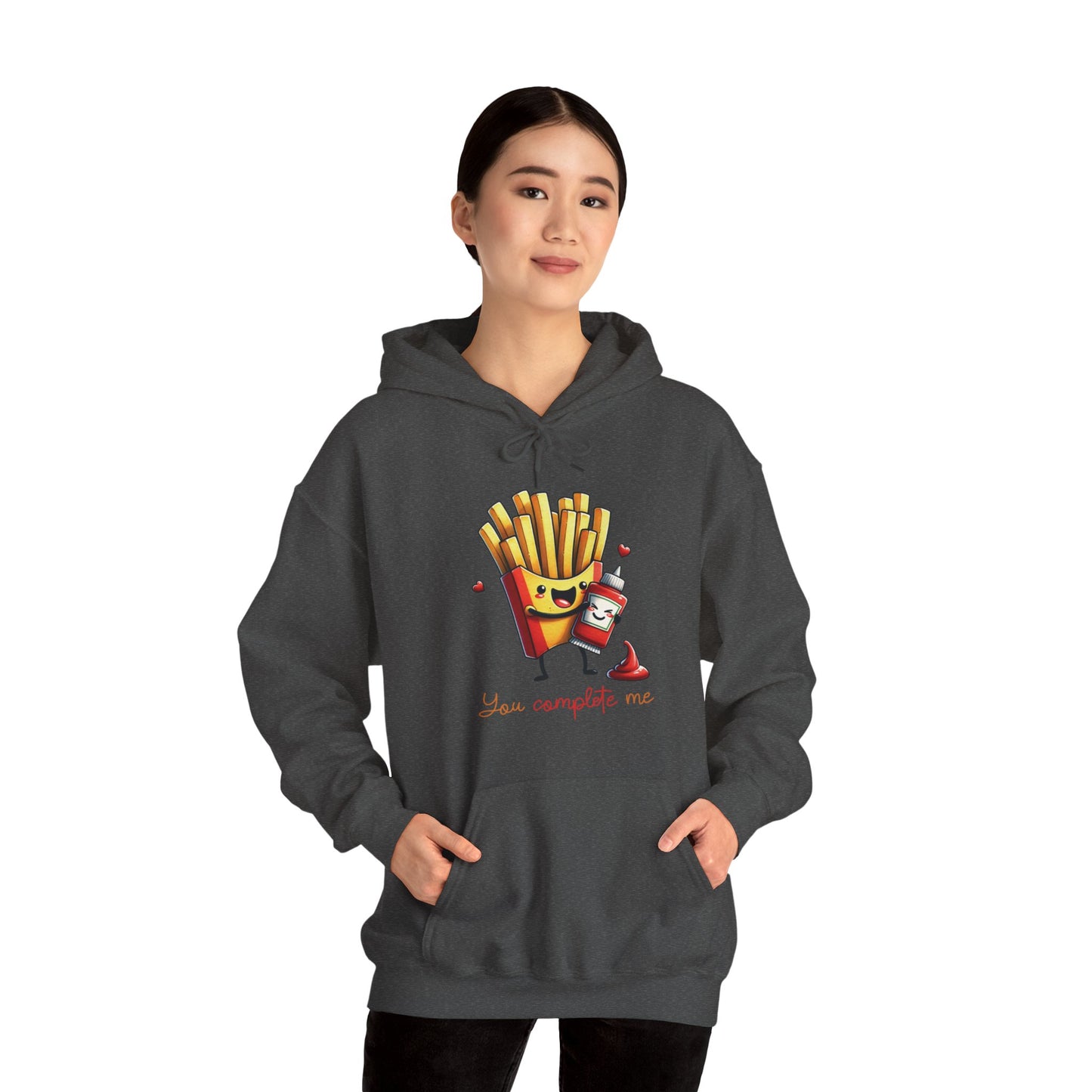 Fries with Ketchup You Complete Me Hoodie - Foodie Gift, Funny Hooded Sweatshirt