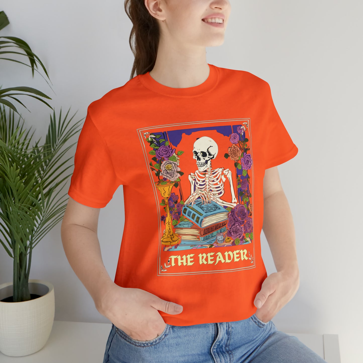 Skeleton Tarot Card T-shirt - 'The Reader' - Mystical and Unique Tee -Tarot Gift Tshirt, Unisex Jersey Short Sleeve Tee