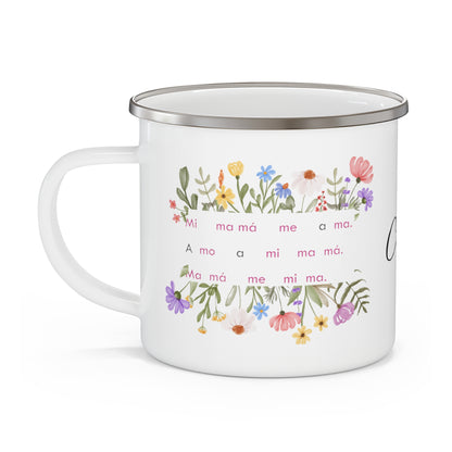 Personalized Spanish Mom Enamel Camping Mug