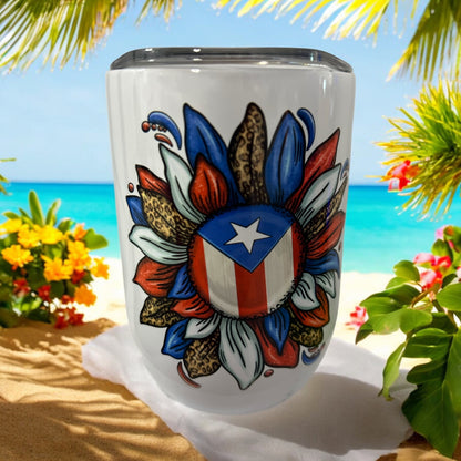 PUERTO RICO SUNFLOWER WINE TUMBLER