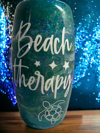 Beach Therapy Sea Turtle Tumbler