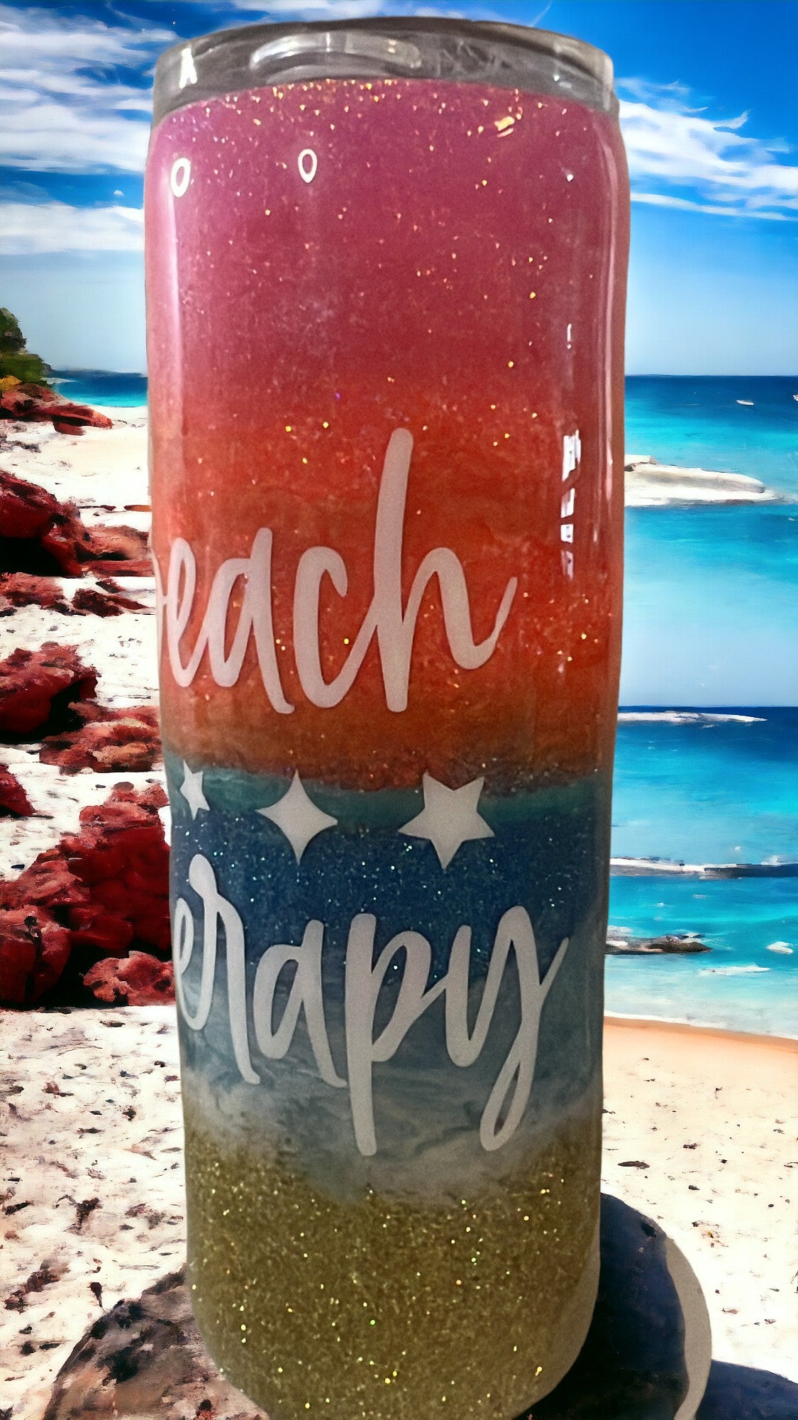 Beach Therapy Colorful Tumbler - Vibrant Travel Cup for Summer Vibes