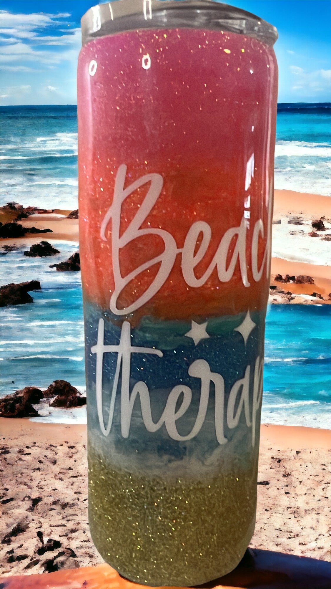 Beach Therapy Colorful Tumbler - Vibrant Travel Cup for Summer Vibes